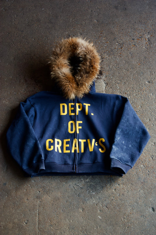 DEPT. OF CREATV’S FUR HOODED FULL ZIP